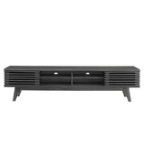 Render 70-Inch Entertainment Center TV Stand - Mid-Century Modern & Slatted Door Storage