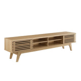 Render 70-Inch Entertainment Center TV Stand - Mid-Century Modern & Slatted Door Storage
