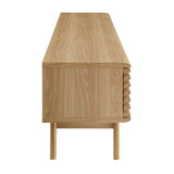 Render 70-Inch Entertainment Center TV Stand - Mid-Century Modern & Slatted Door Storage