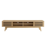 Render 70-Inch Entertainment Center TV Stand - Mid-Century Modern & Slatted Door Storage