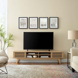 Render 70-Inch Entertainment Center TV Stand - Mid-Century Modern & Slatted Door Storage