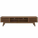 Render 70-Inch Entertainment Center TV Stand - Mid-Century Modern & Slatted Door Storage