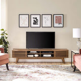 Render 70-Inch Entertainment Center TV Stand - Mid-Century Modern & Slatted Door Storage