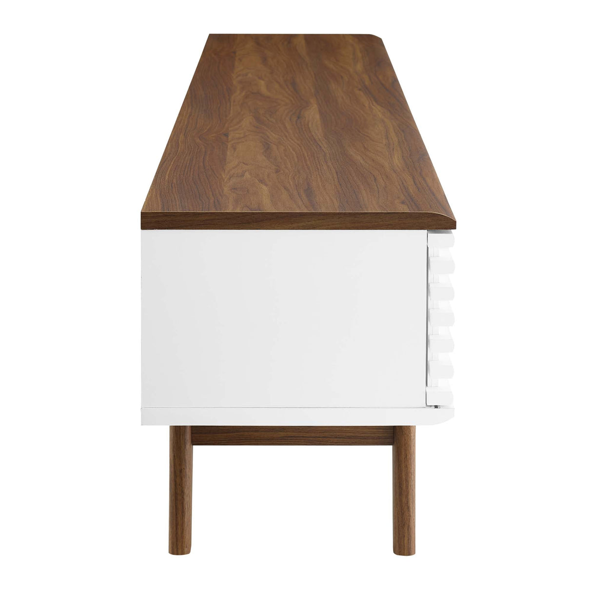 Render 70-Inch Entertainment Center TV Stand - Mid-Century Modern & Slatted Door Storage