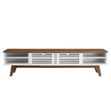 Render 70-Inch Entertainment Center TV Stand - Mid-Century Modern & Slatted Door Storage