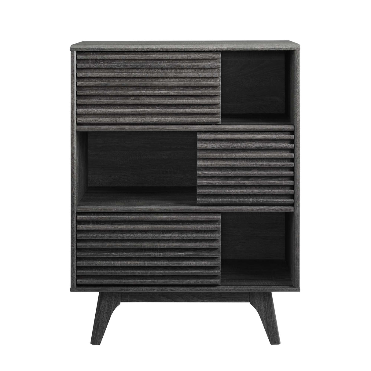 Render Three-Tier Display Storage Cabinet Stand - Mid-Century Modern & Versatile Living Room Storage
