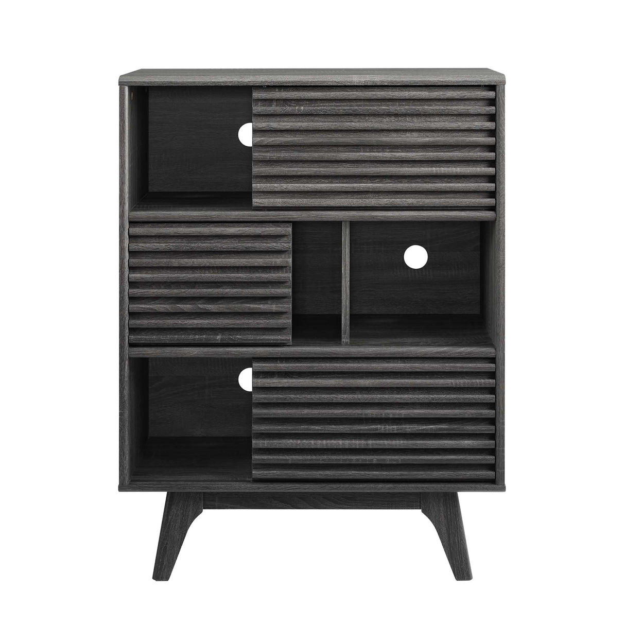 Render Three-Tier Display Storage Cabinet Stand - Mid-Century Modern & Versatile Living Room Storage