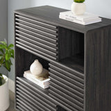 Render Three-Tier Display Storage Cabinet Stand - Mid-Century Modern & Versatile Living Room Storage