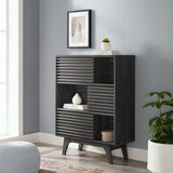 Render Three-Tier Display Storage Cabinet Stand - Mid-Century Modern & Versatile Living Room Storage