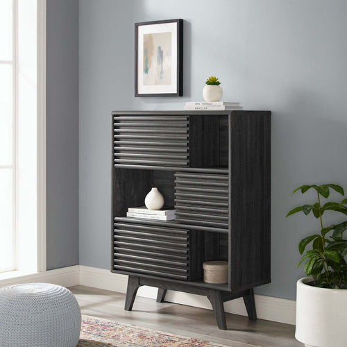 Render Three-Tier Display Storage Cabinet Stand - Mid-Century Modern & Versatile Living Room Storage