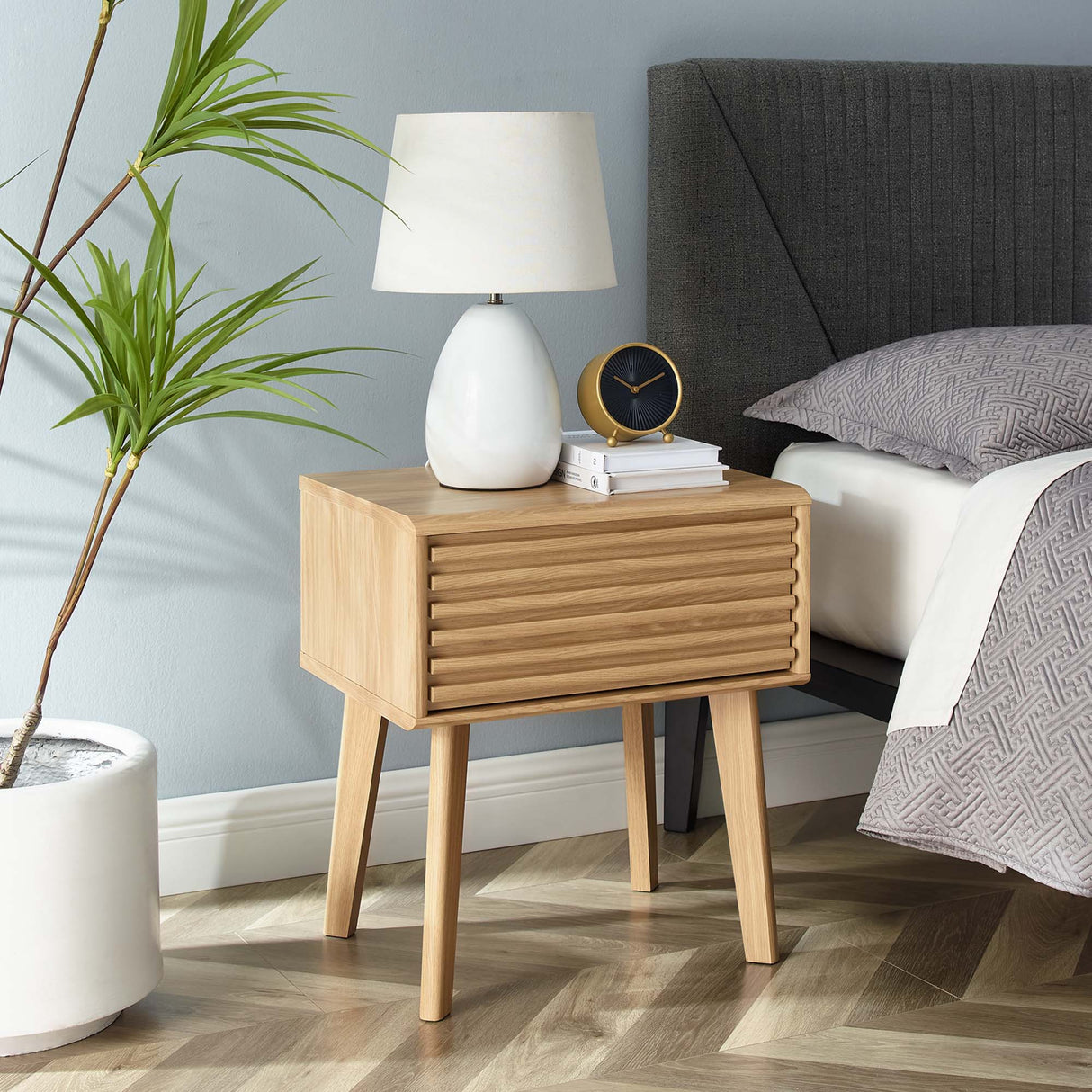 Render End Table - Mid-Century Modern Side Table with Storage Drawer