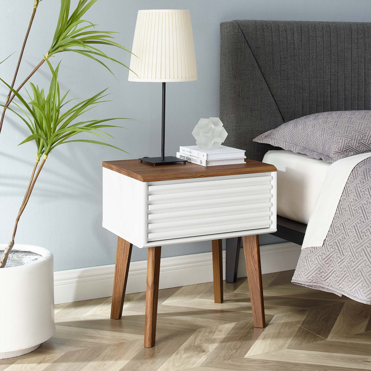 Render End Table - Mid-Century Modern Side Table with Storage Drawer