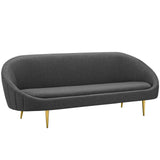 Sublime Vertical Curve Back Fabric Sofa - Modern Curved Silhouette & Vertical Channel Tufting