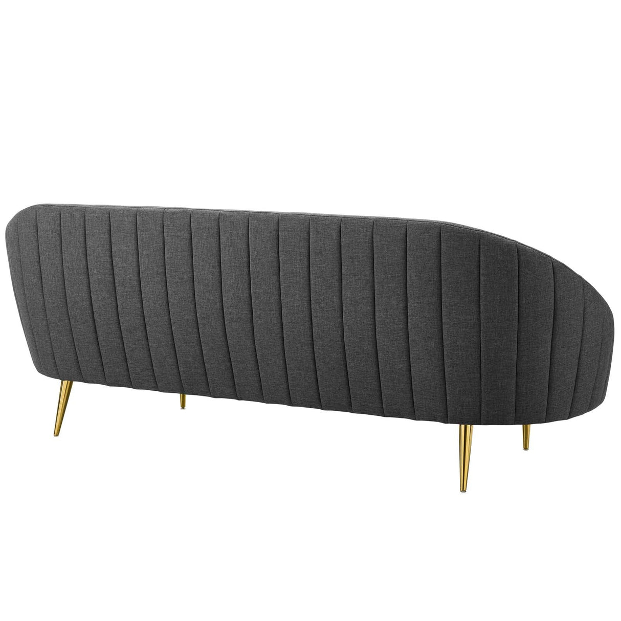 Sublime Vertical Curve Back Fabric Sofa - Modern Curved Silhouette & Vertical Channel Tufting
