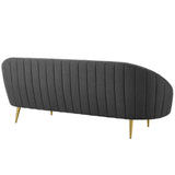 Sublime Vertical Curve Back Fabric Sofa - Modern Curved Silhouette & Vertical Channel Tufting