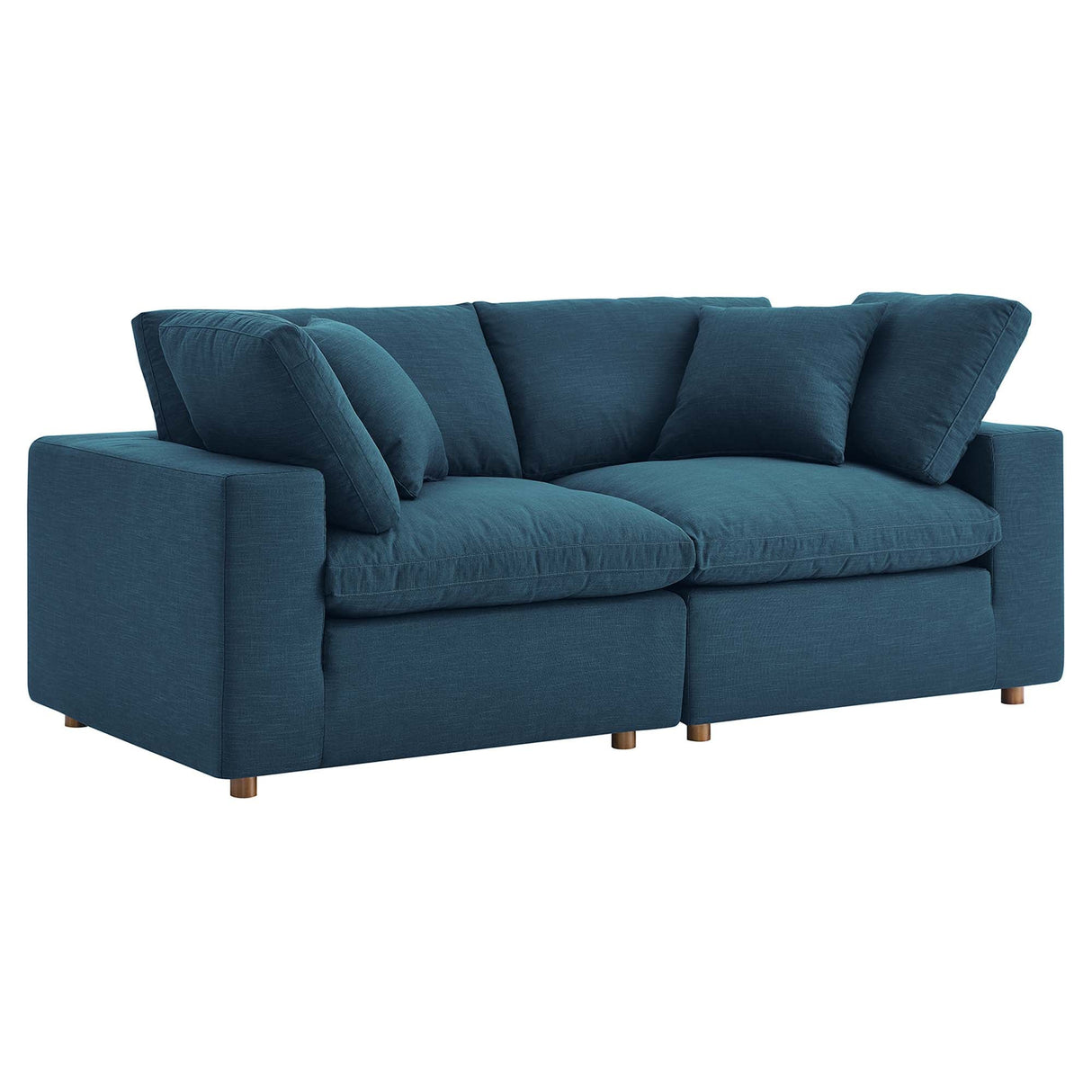 Commix Down Filled Overstuffed 2 Piece Sectional Sofa Set - Modern Cloud Aesthetic & Deep Seating Comfort