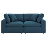 Commix Down Filled Overstuffed 2 Piece Sectional Sofa Set - Modern Cloud Aesthetic & Deep Seating Comfort