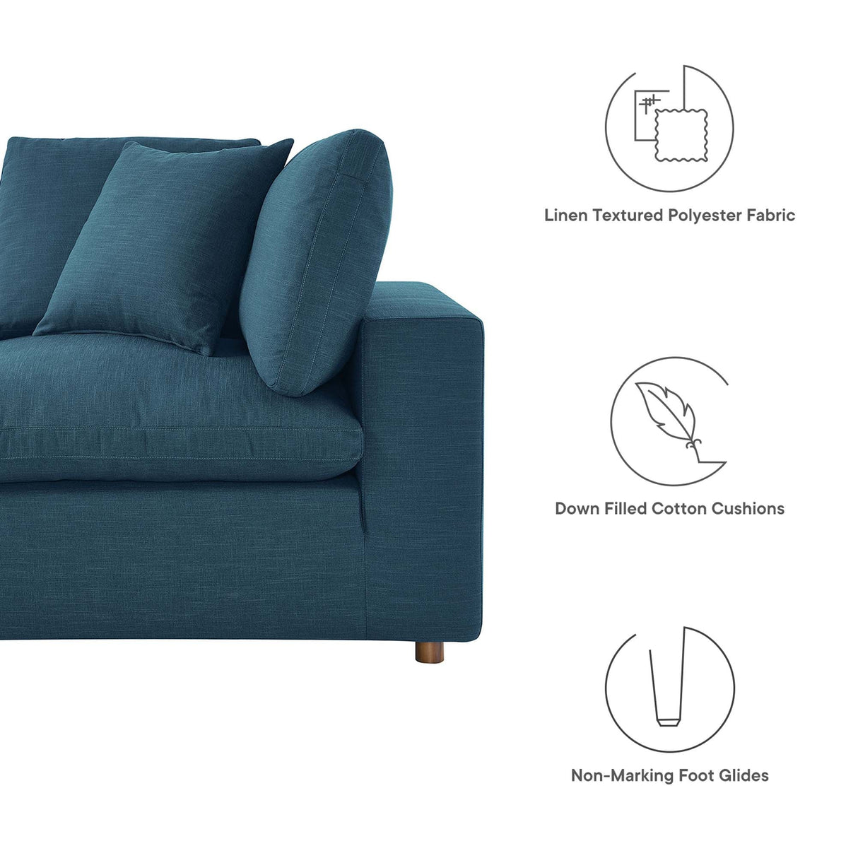 Commix Down Filled Overstuffed 2 Piece Sectional Sofa Set - Modern Cloud Aesthetic & Deep Seating Comfort