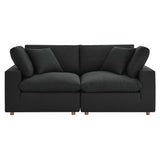 Commix Down Filled Overstuffed 2 Piece Sectional Sofa Set - Modern Cloud Aesthetic & Deep Seating Comfort