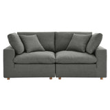Commix Down Filled Overstuffed 2 Piece Sectional Sofa Set - Modern Cloud Aesthetic & Deep Seating Comfort