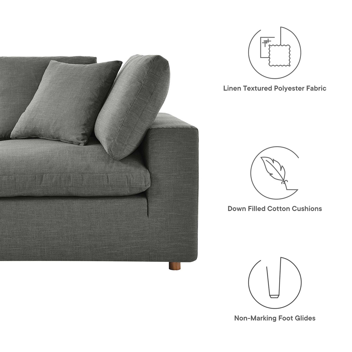Commix Down Filled Overstuffed 2 Piece Sectional Sofa Set - Modern Cloud Aesthetic & Deep Seating Comfort