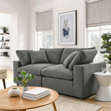Commix Down Filled Overstuffed 2 Piece Sectional Sofa Set - Modern Cloud Aesthetic & Deep Seating Comfort