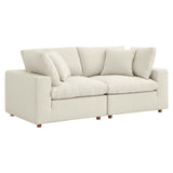 Commix Down Filled Overstuffed 2 Piece Sectional Sofa Set - Modern Cloud Aesthetic & Deep Seating Comfort