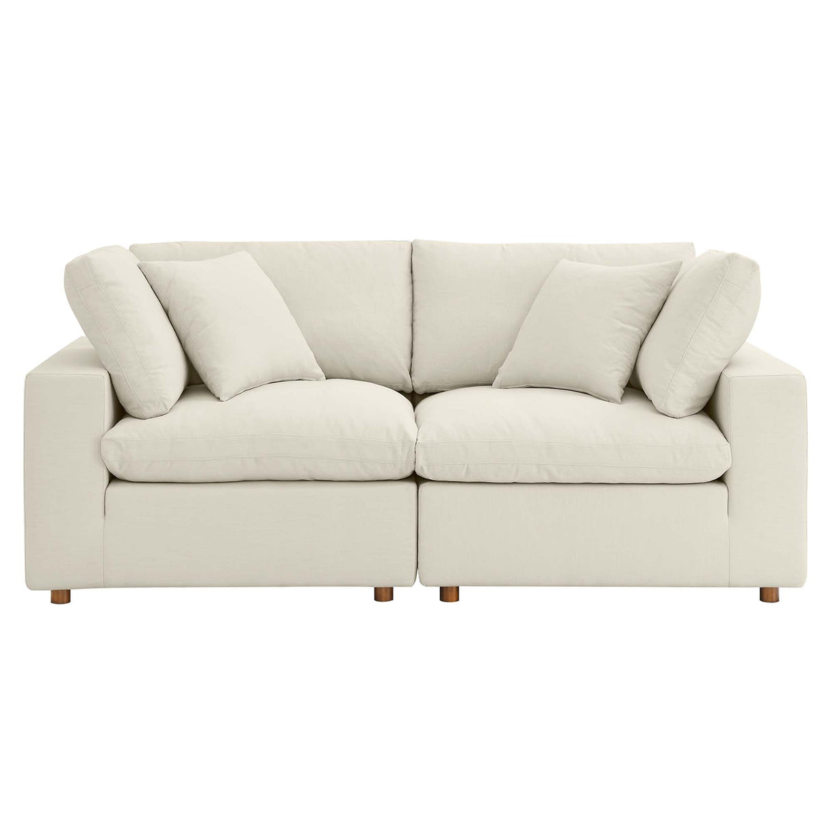 Commix Down Filled Overstuffed 2 Piece Sectional Sofa Set - Modern Cloud Aesthetic & Deep Seating Comfort