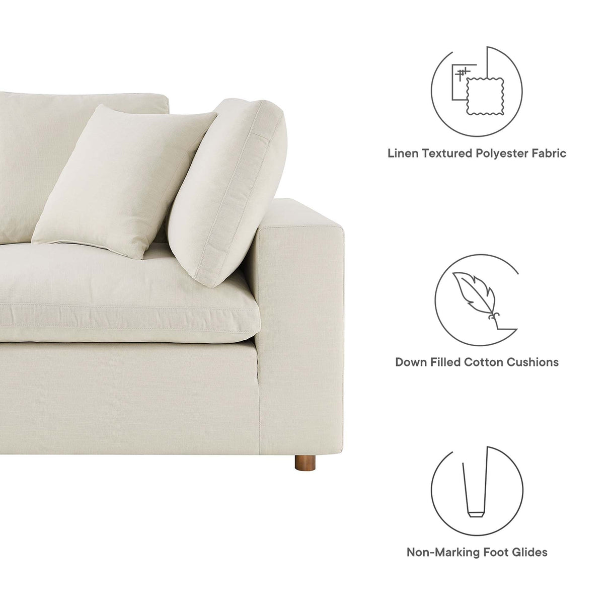 Commix Down Filled Overstuffed 2 Piece Sectional Sofa Set - Modern Cloud Aesthetic & Deep Seating Comfort