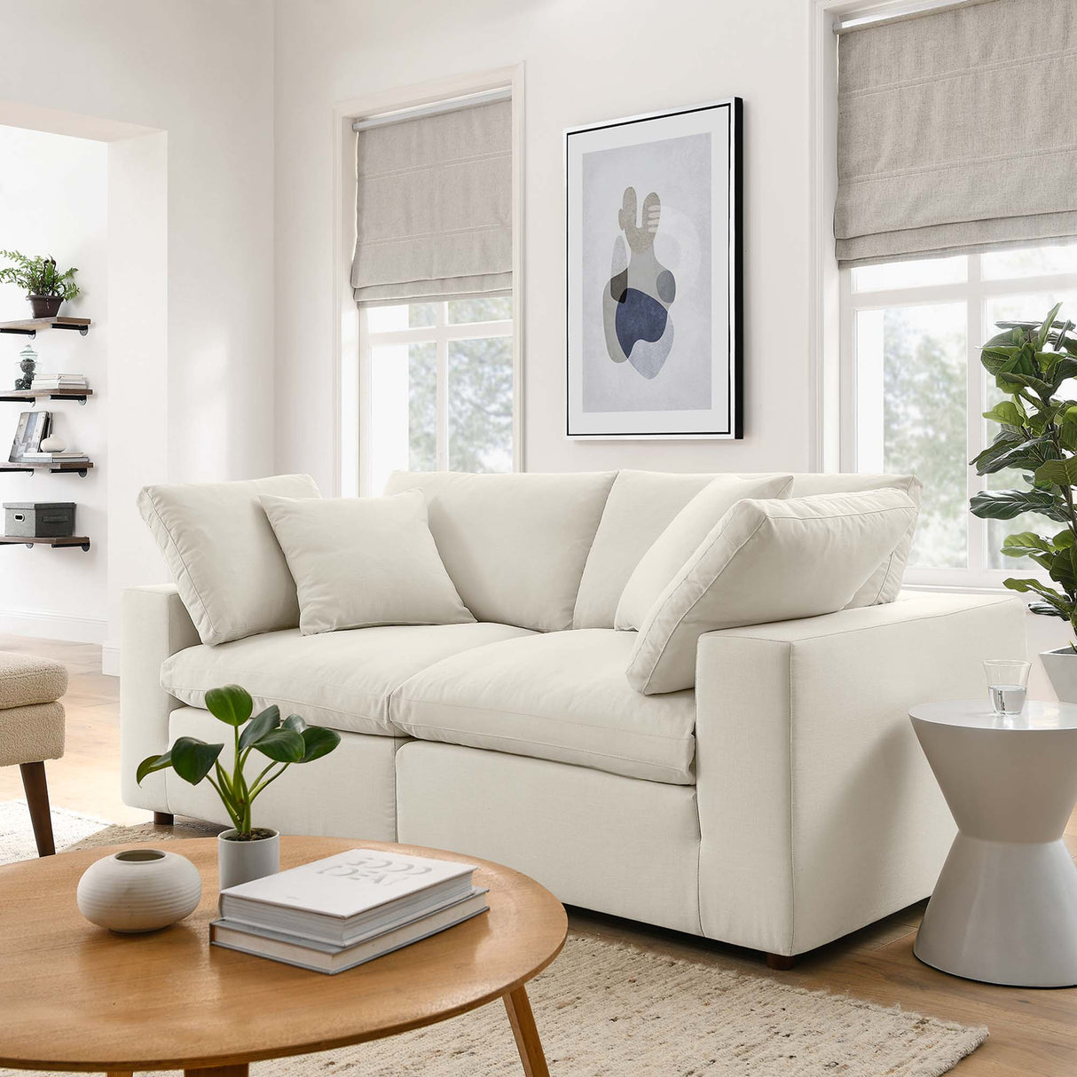 Commix Down Filled Overstuffed 2 Piece Sectional Sofa Set - Modern Cloud Aesthetic & Deep Seating Comfort