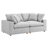 Commix Down Filled Overstuffed 2 Piece Sectional Sofa Set - Modern Cloud Aesthetic & Deep Seating Comfort