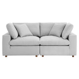 Commix Down Filled Overstuffed 2 Piece Sectional Sofa Set - Modern Cloud Aesthetic & Deep Seating Comfort
