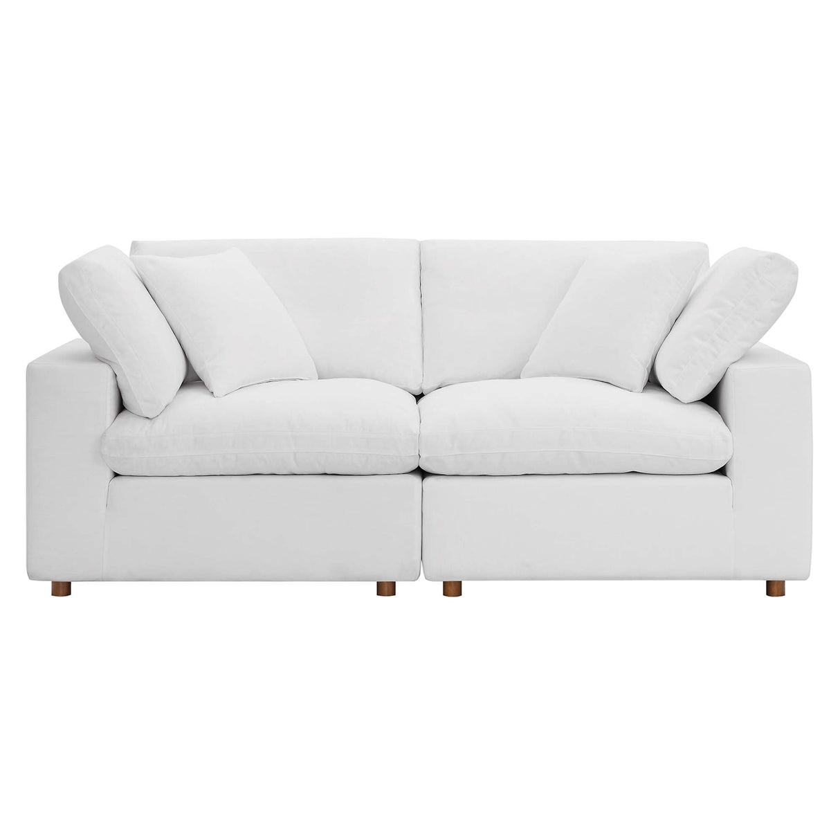 Commix Down Filled Overstuffed 2 Piece Sectional Sofa Set - Modern Cloud Aesthetic & Deep Seating Comfort