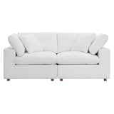 Commix Down Filled Overstuffed 2 Piece Sectional Sofa Set - Modern Cloud Aesthetic & Deep Seating Comfort