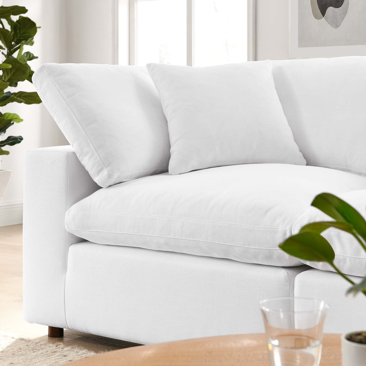 Commix Down Filled Overstuffed 2 Piece Sectional Sofa Set - Modern Cloud Aesthetic & Deep Seating Comfort