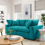 Commix Down Filled Overstuffed 2 Piece Sectional Sofa Set - Modern Cloud Aesthetic & Deep Seating Comfort