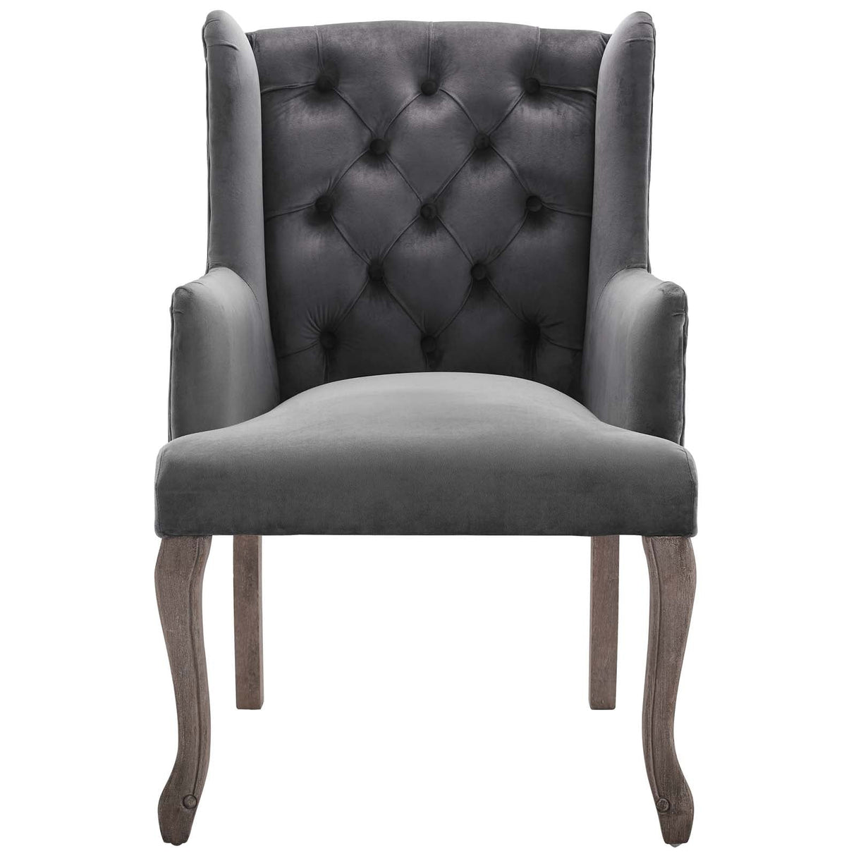 Realm French Vintage Dining Performance Velvet Armchair - Antique Wingback & Stain-Resistant