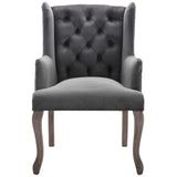 Realm French Vintage Dining Performance Velvet Armchair - Antique Wingback & Stain-Resistant
