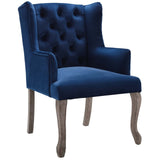 Realm French Vintage Dining Performance Velvet Armchair - Antique Wingback & Stain-Resistant