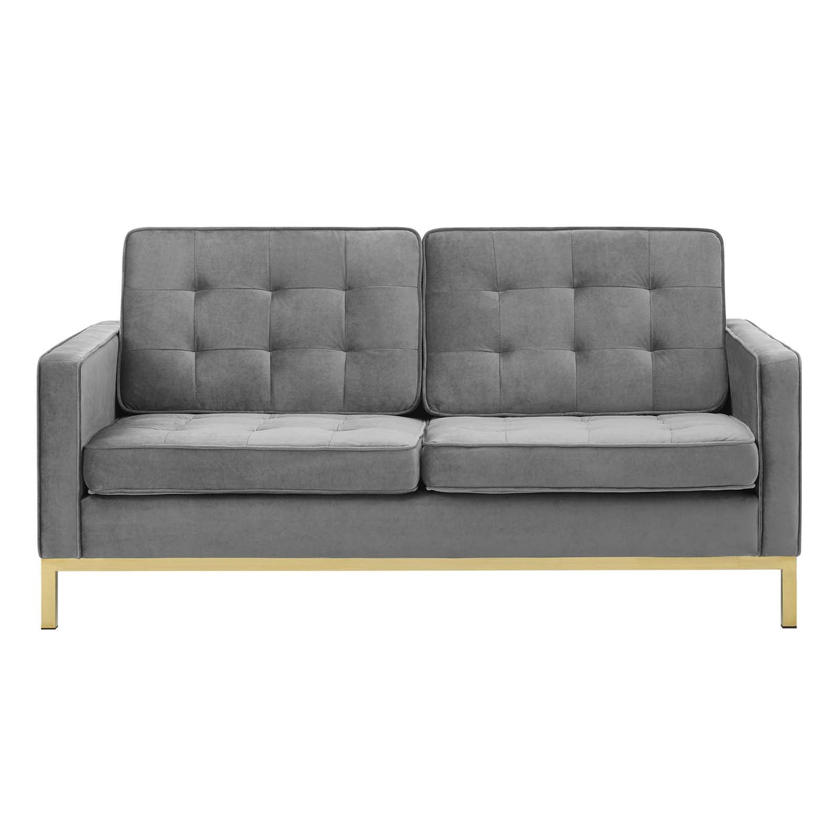 Loft Gold Stainless Steel Leg Performance Velvet Loveseat - Retro-Modern & Stain-Resistant Lounge Seating