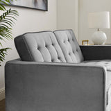 Loft Gold Stainless Steel Leg Performance Velvet Loveseat - Retro-Modern & Stain-Resistant Lounge Seating
