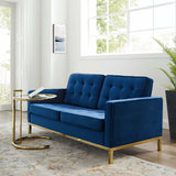 Loft Gold Stainless Steel Leg Performance Velvet Loveseat - Retro-Modern & Stain-Resistant Lounge Seating