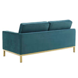 Loft Gold Stainless Steel Leg Performance Velvet Loveseat - Retro-Modern & Stain-Resistant Lounge Seating