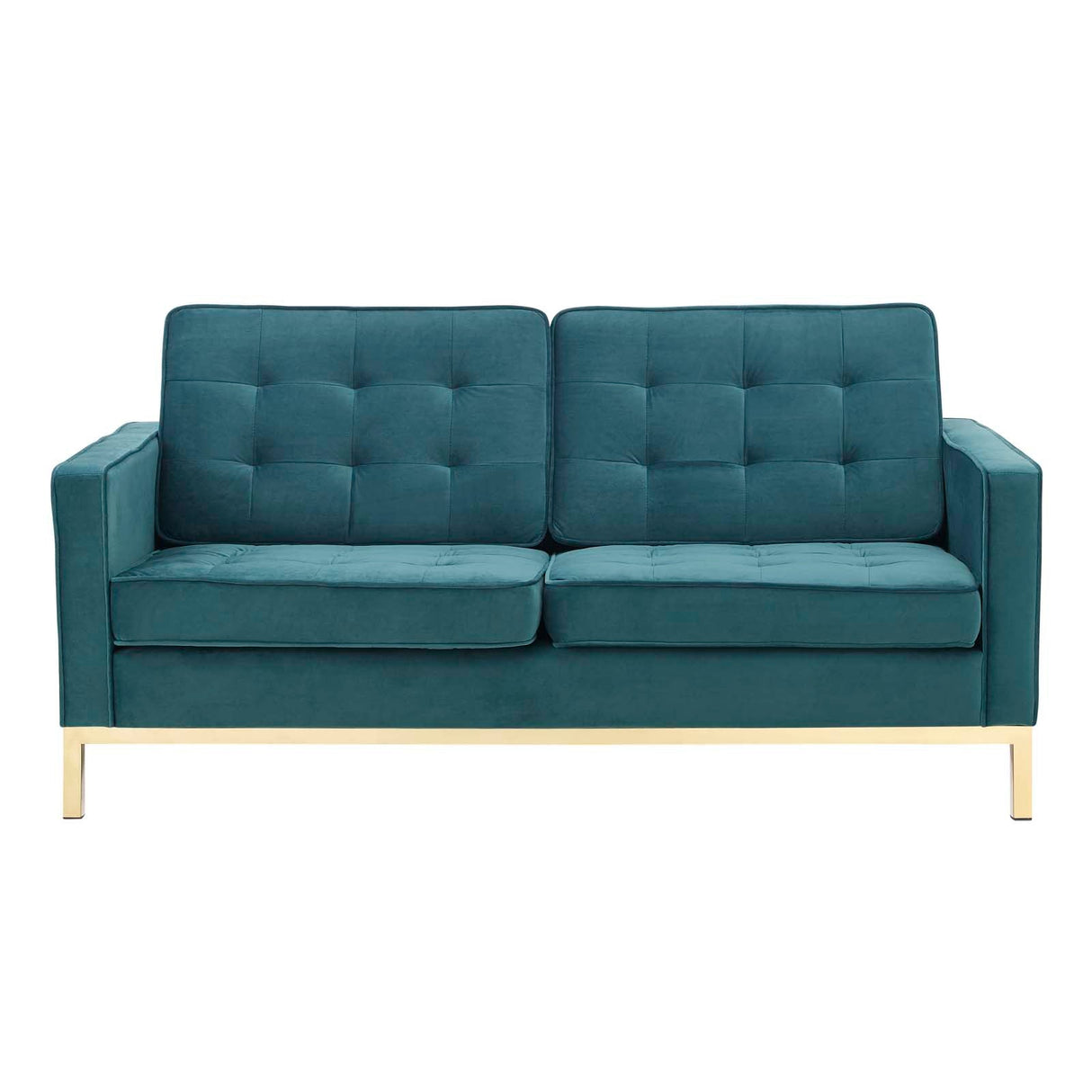 Loft Gold Stainless Steel Leg Performance Velvet Loveseat - Retro-Modern & Stain-Resistant Lounge Seating