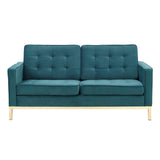 Loft Gold Stainless Steel Leg Performance Velvet Loveseat - Retro-Modern & Stain-Resistant Lounge Seating