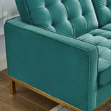 Loft Gold Stainless Steel Leg Performance Velvet Loveseat - Retro-Modern & Stain-Resistant Lounge Seating