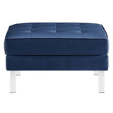 Loft Tufted Vegan Leather Ottoman - Mid-Century Modern & Stainless Steel Base
