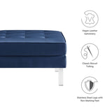 Loft Tufted Vegan Leather Ottoman - Mid-Century Modern & Stainless Steel Base