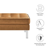 Loft Tufted Vegan Leather Ottoman - Mid-Century Modern & Stainless Steel Base