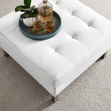 Loft Tufted Vegan Leather Ottoman - Mid-Century Modern & Stainless Steel Base